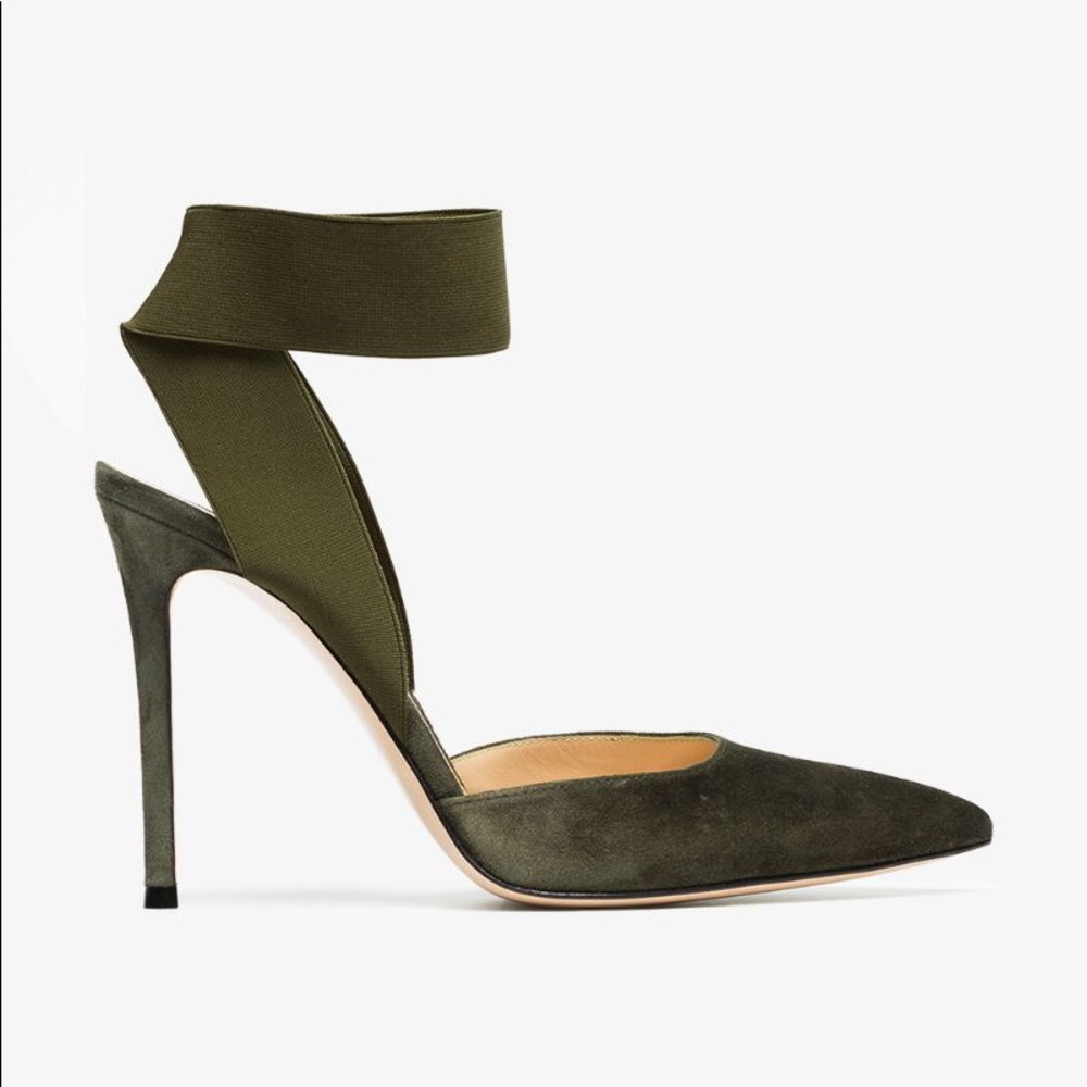 Gianvito rossi olive suede pumps elastic band 36